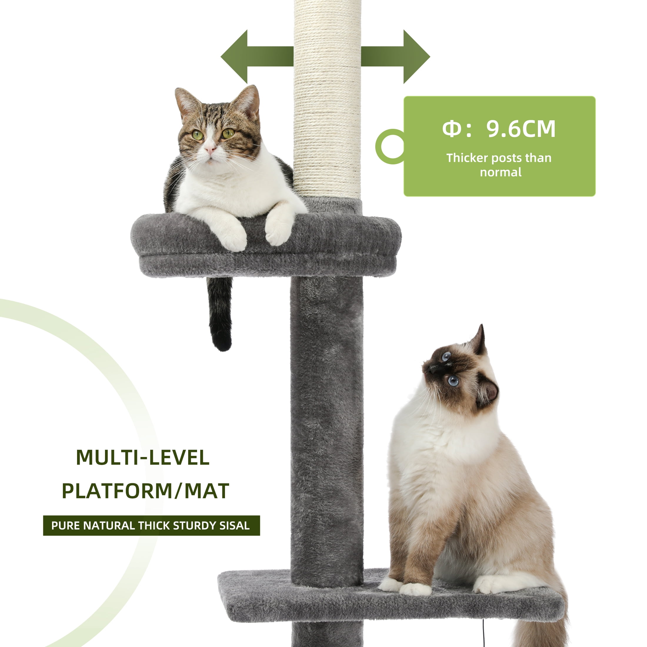 Gray 5-Tier Cat Tower with Adjustable Height