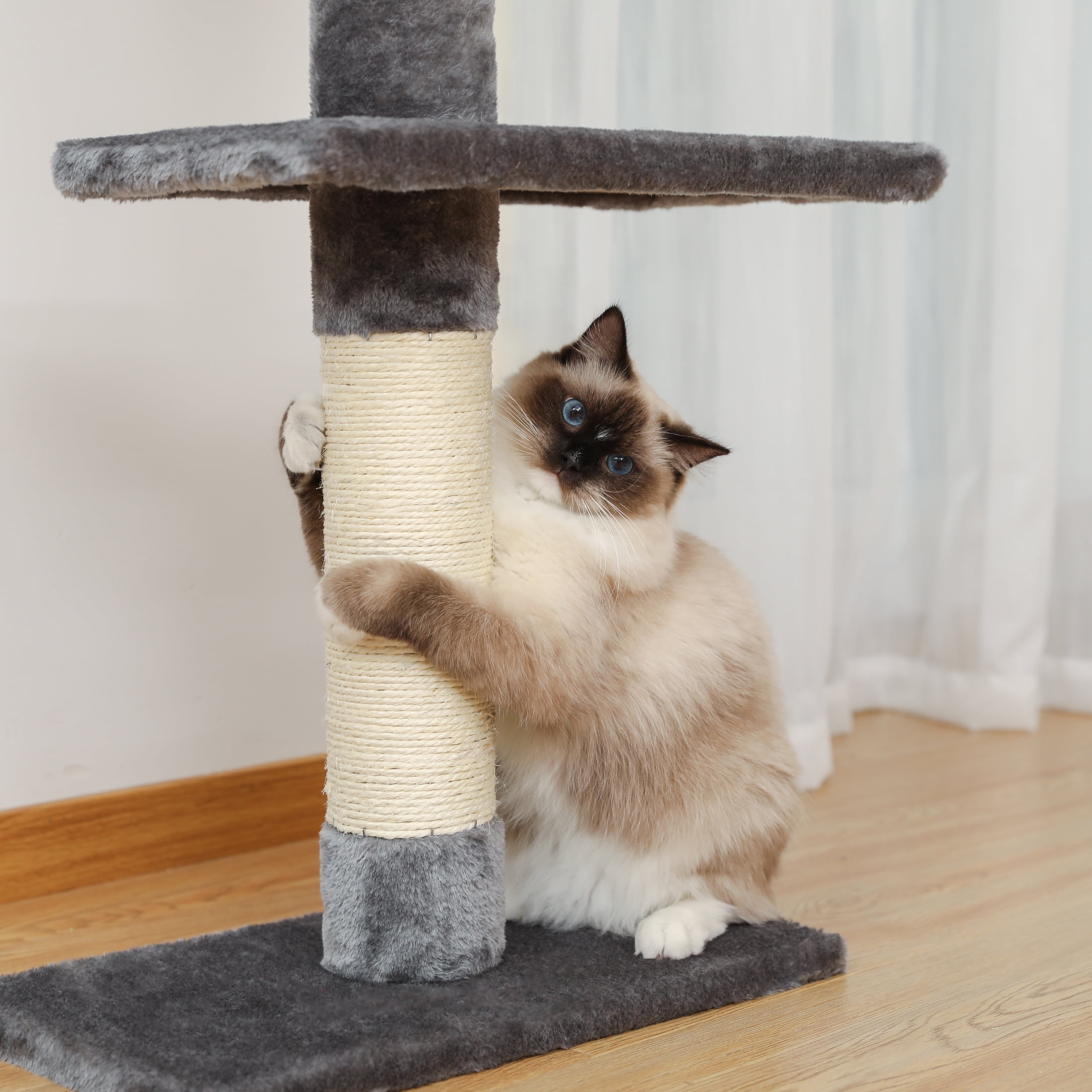 Gray 5-Tier Cat Tower with Adjustable Height