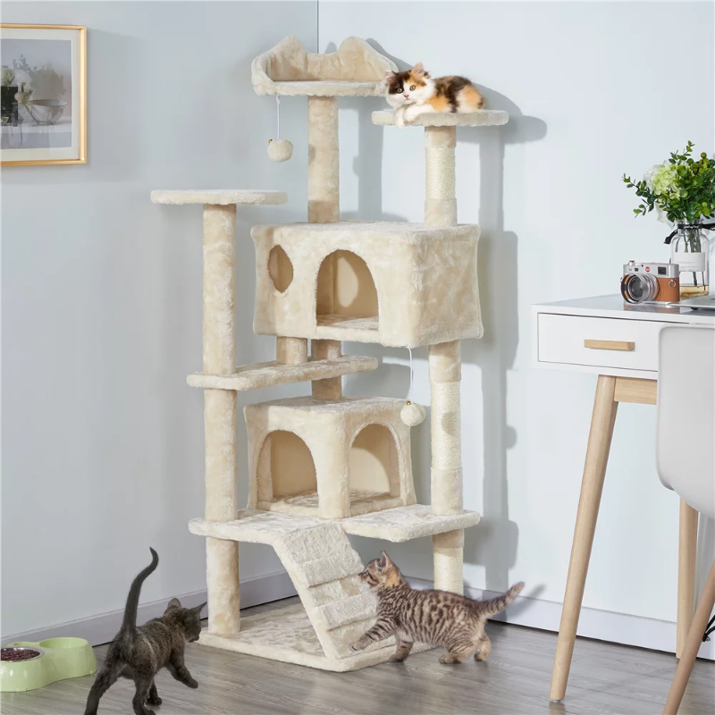 Double Cat Tree with Scratching Post - SMILE MART