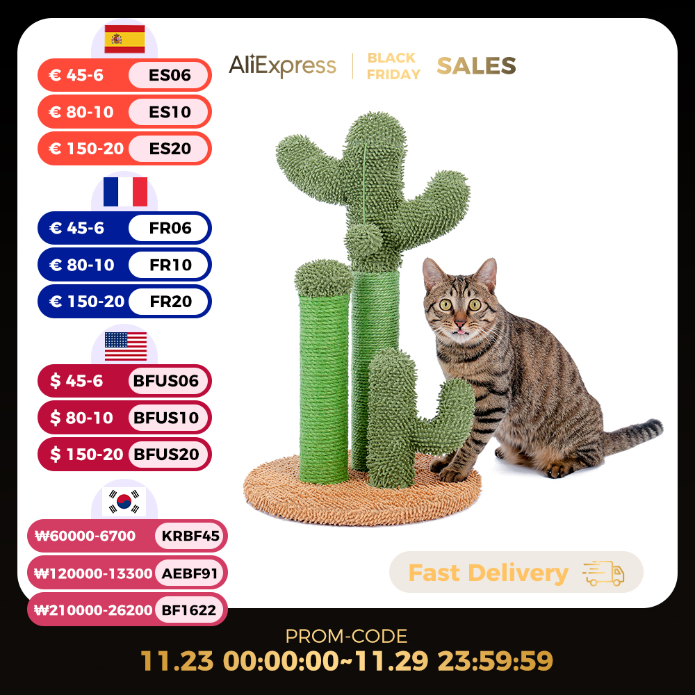 Cactus Cat Tree with Scratching Post & Ball