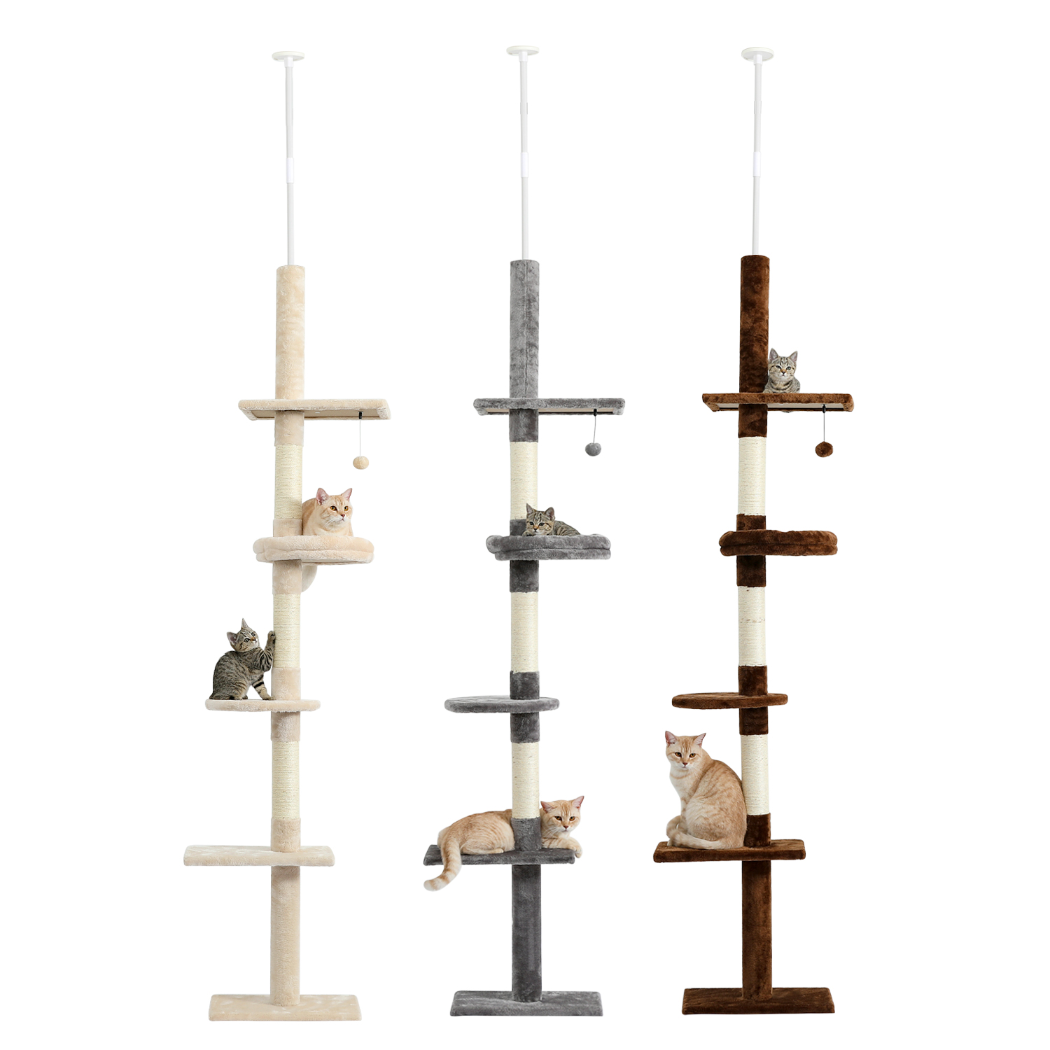 Floor-to-Ceiling Vertical Adjustable Cat Tree