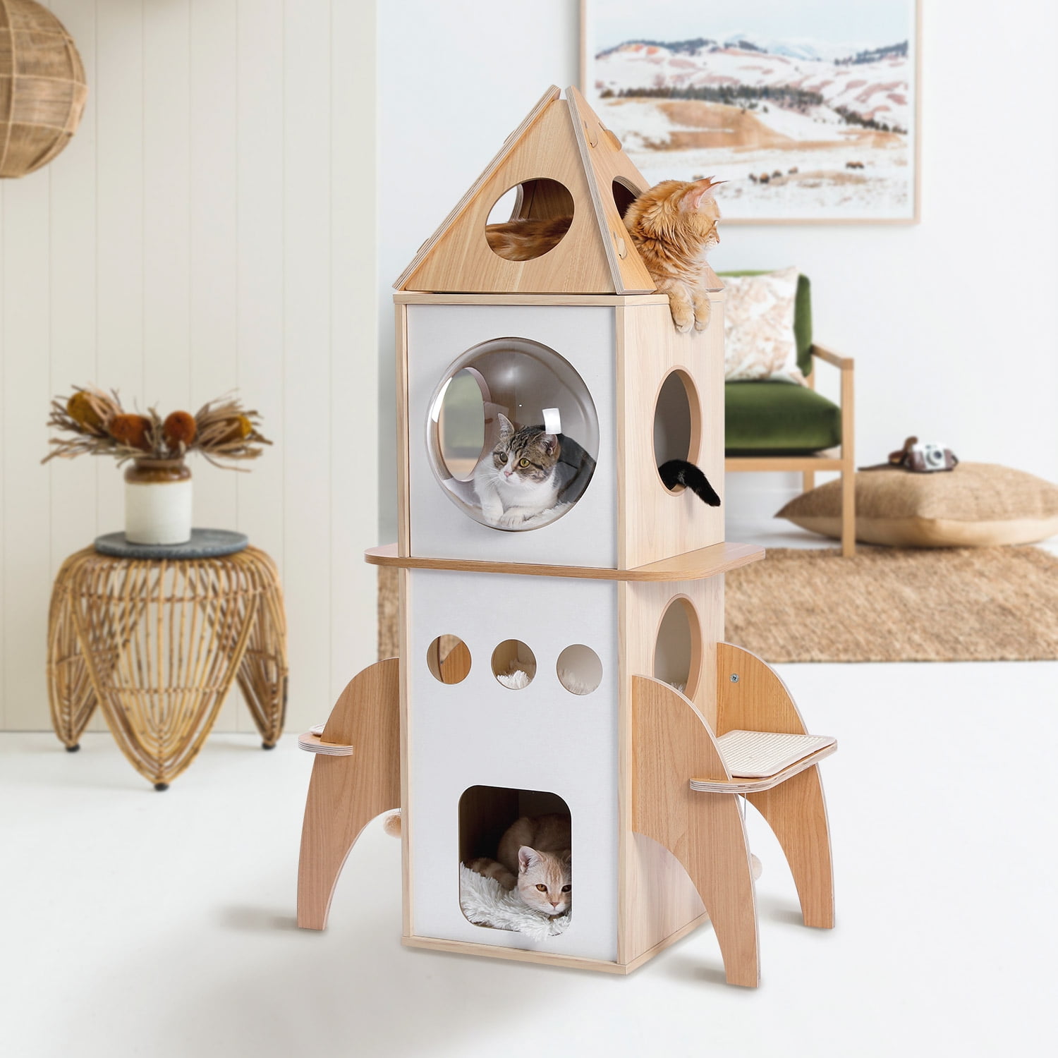 Modern 54" Beige Cat Tree Tower
