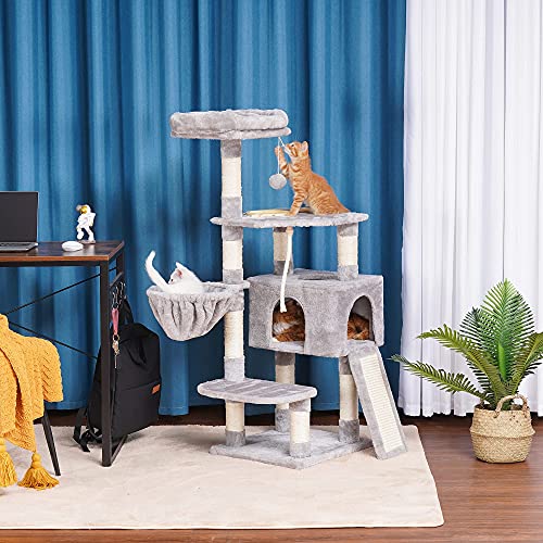 Multi-Level Cat Tower with Feeding Bowl