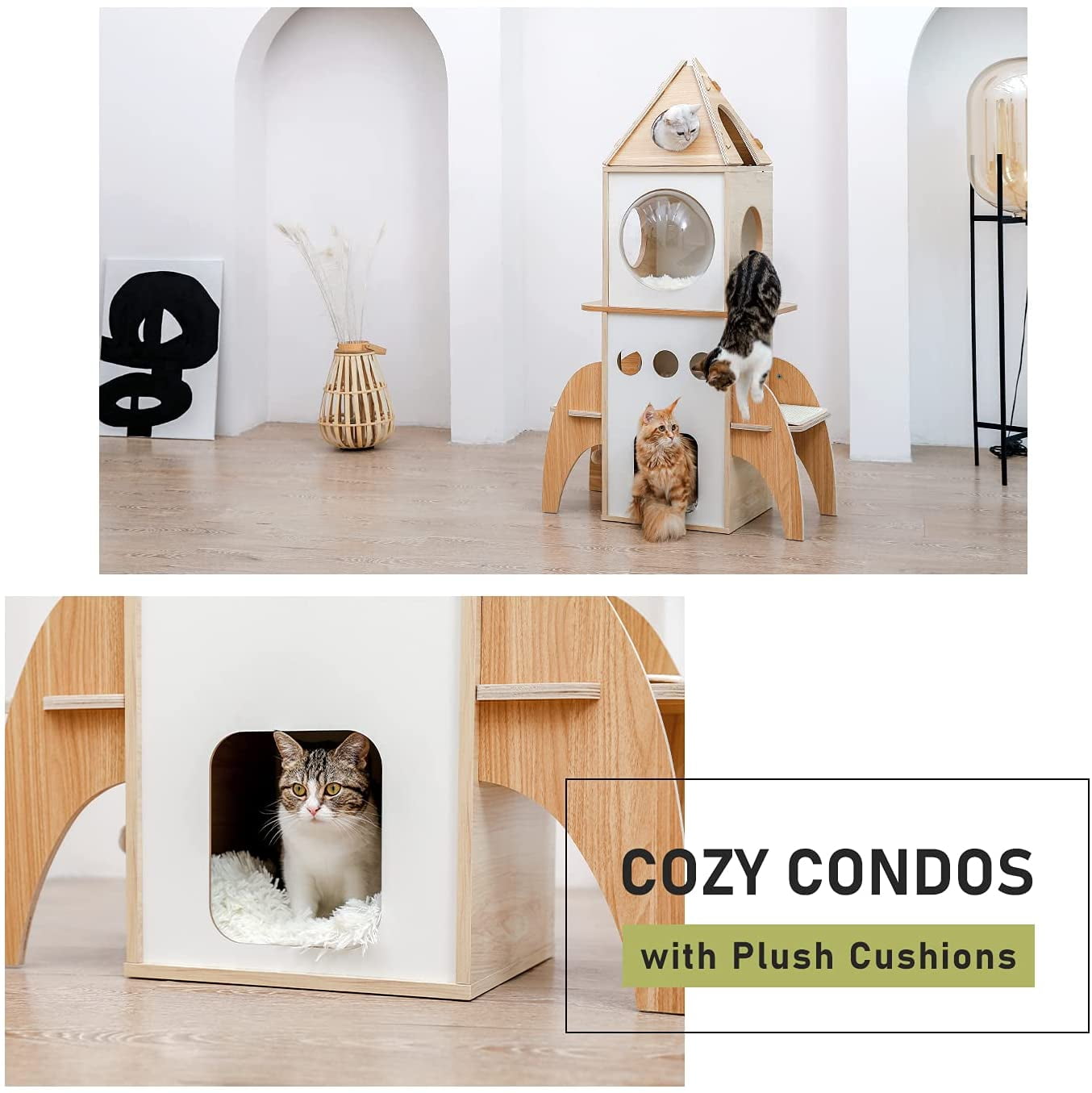 Modern 54" Beige Cat Tree Tower