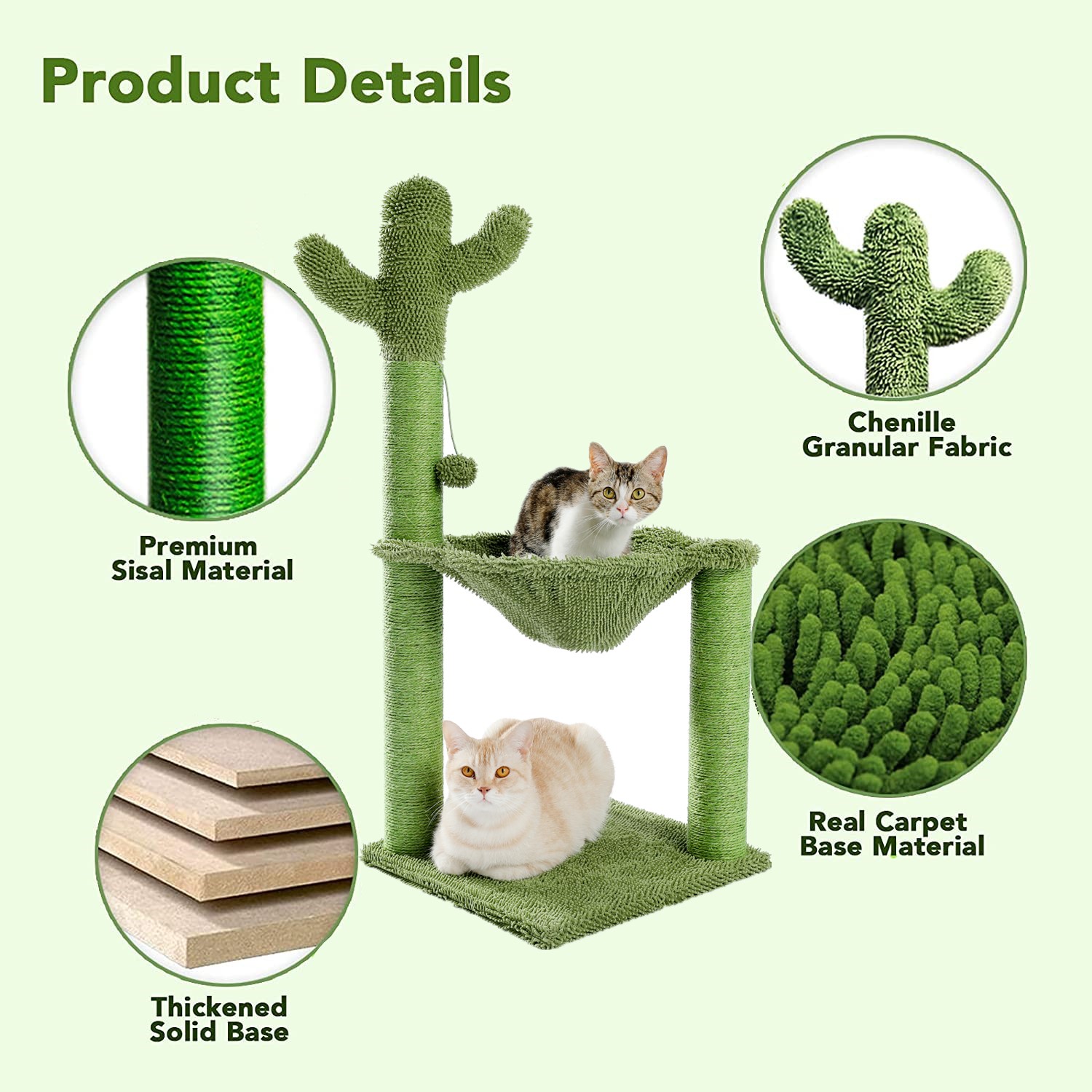Cactus Cat Scratcher with Spacious Hammock