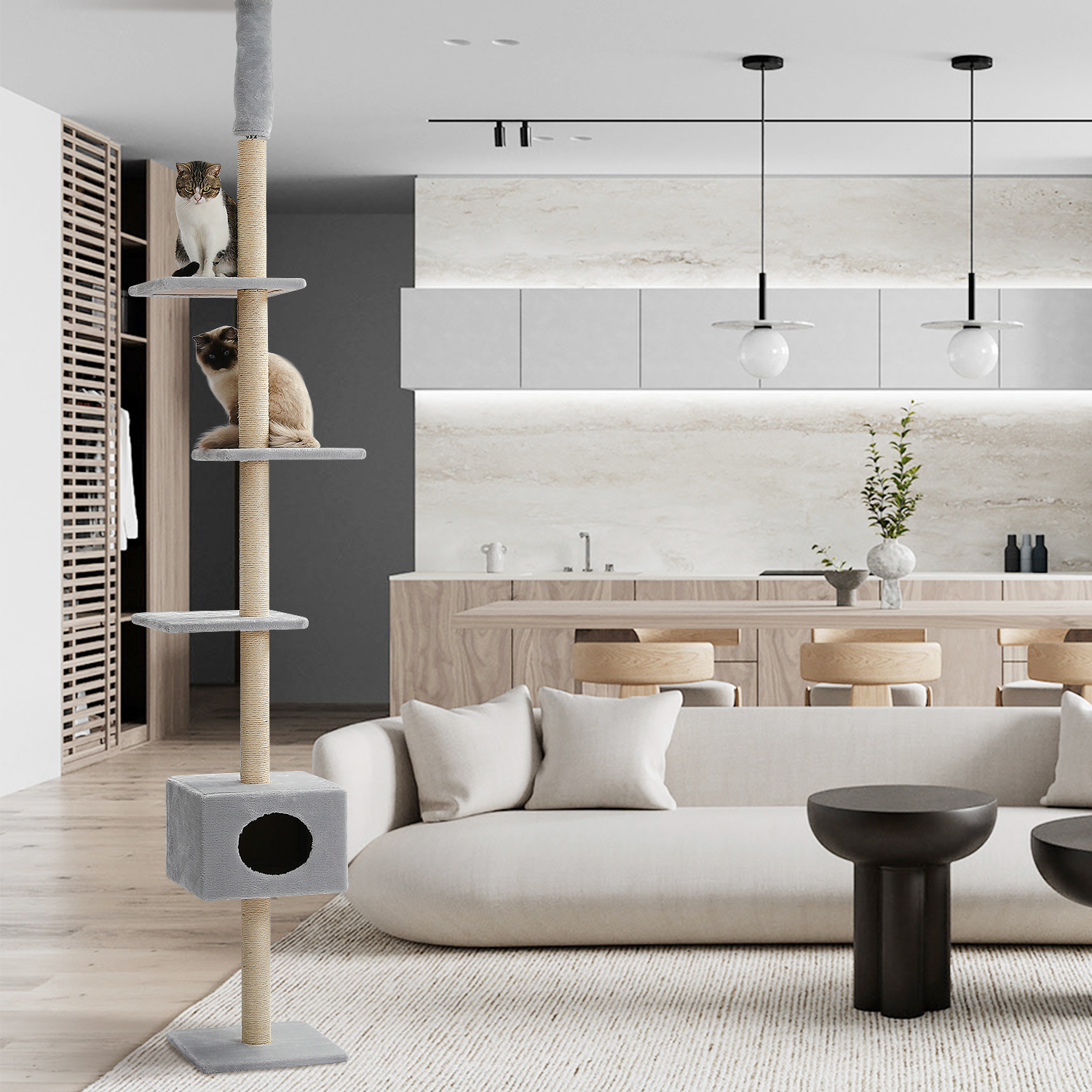 Floor-to-Ceiling Vertical Adjustable Cat Tree