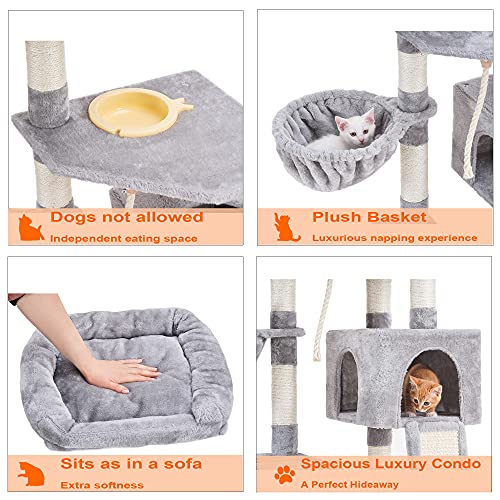Multi-Level Cat Tower with Feeding Bowl