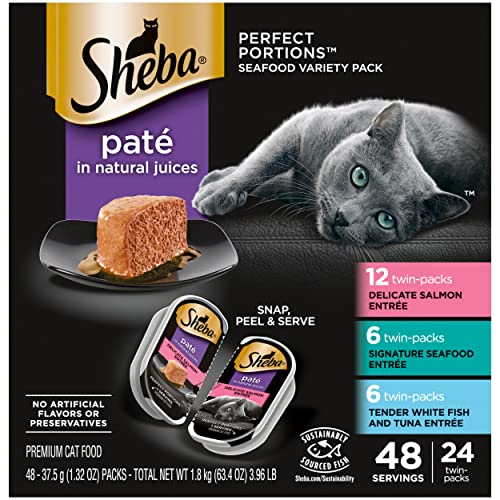 24-Pack Sheba Cat Paté Trays with Seafood Varieties