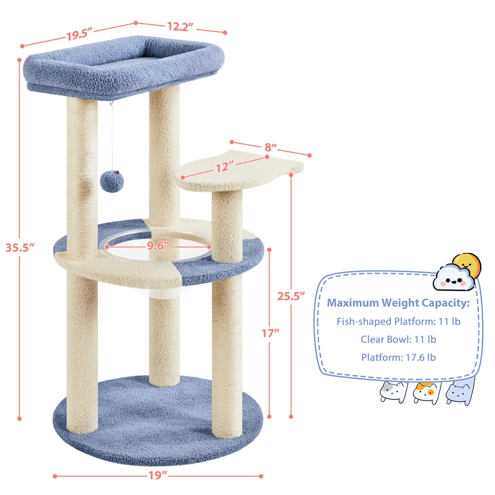Ocean-themed Cat Tree with Perch & Sisal