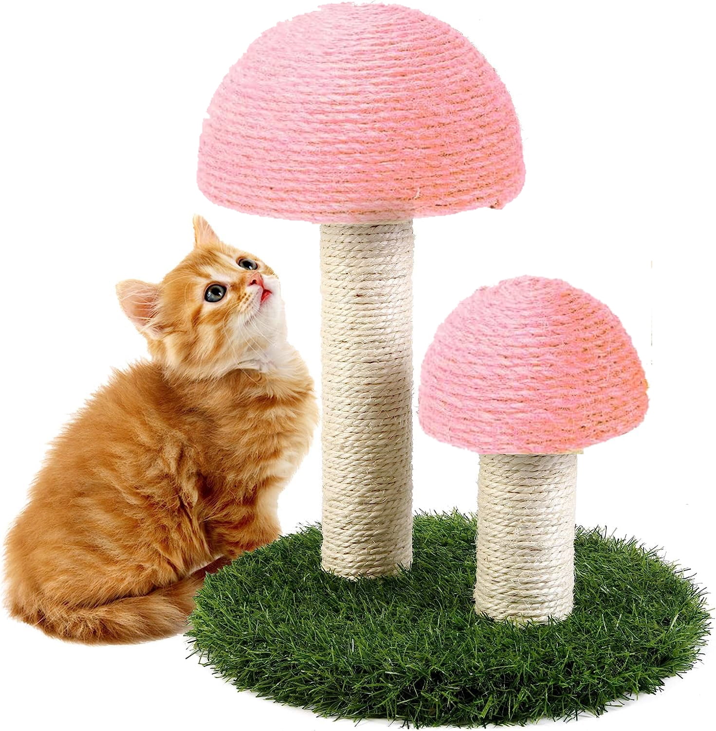 Pink Mushroom Cat Scratching Post & Toy