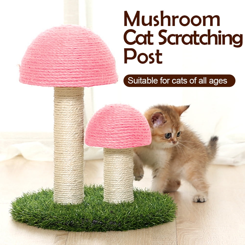 Pink Mushroom Cat Scratching Post & Toy