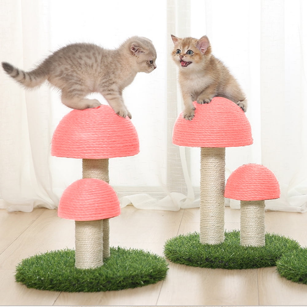 Pink Mushroom Cat Scratching Post & Toy