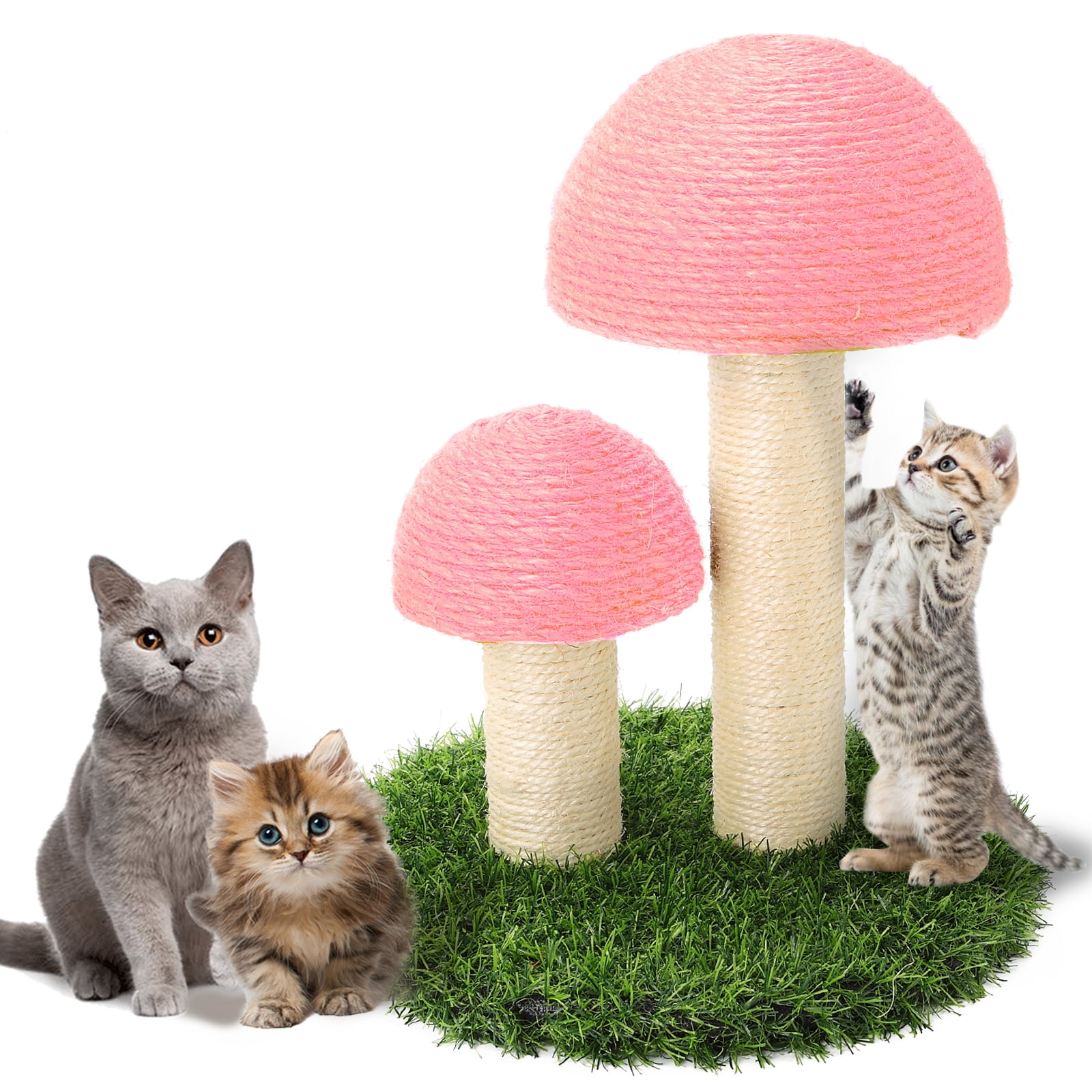 Pink Mushroom Cat Scratching Post & Toy