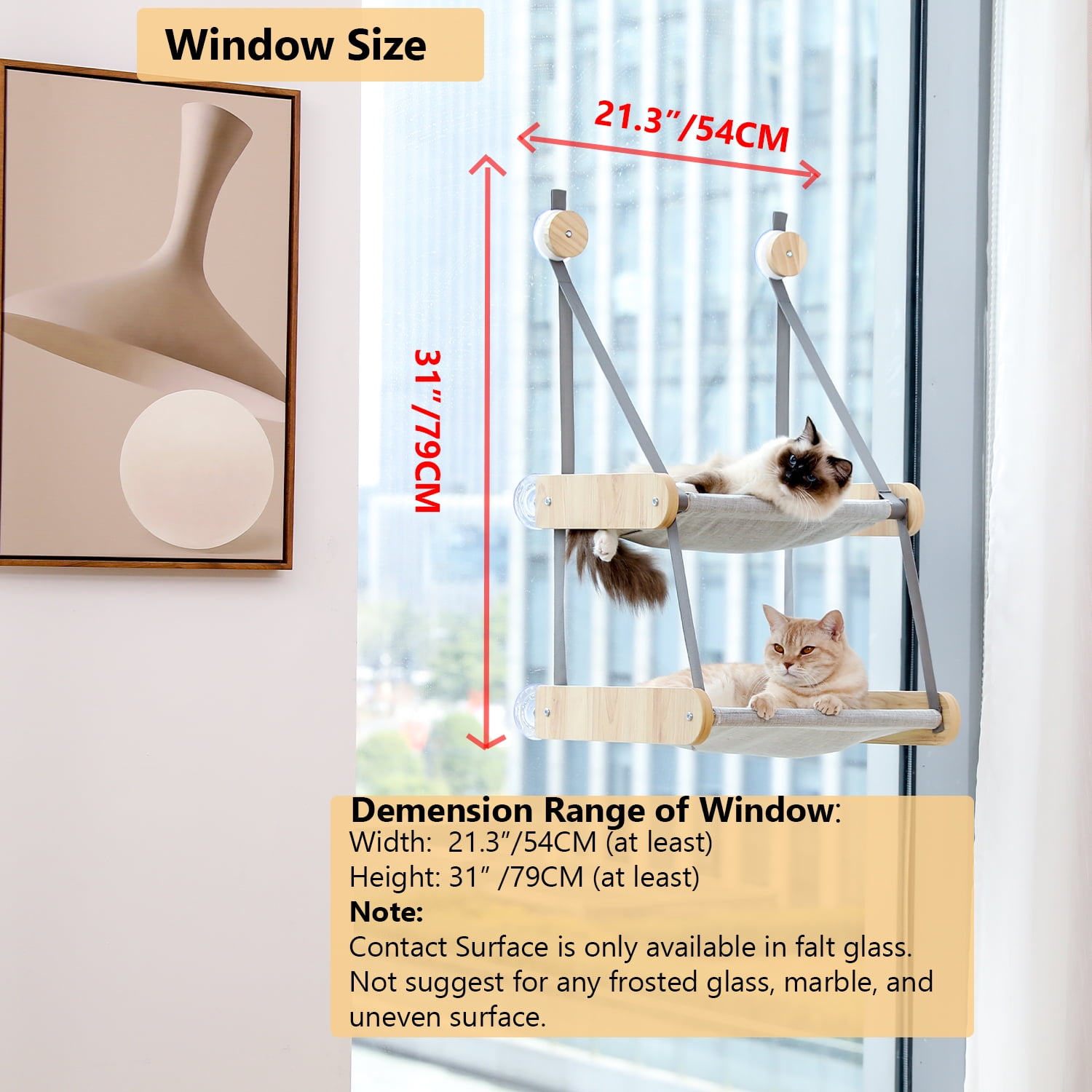 Double Layered Cat Window Perch with Solid Wood