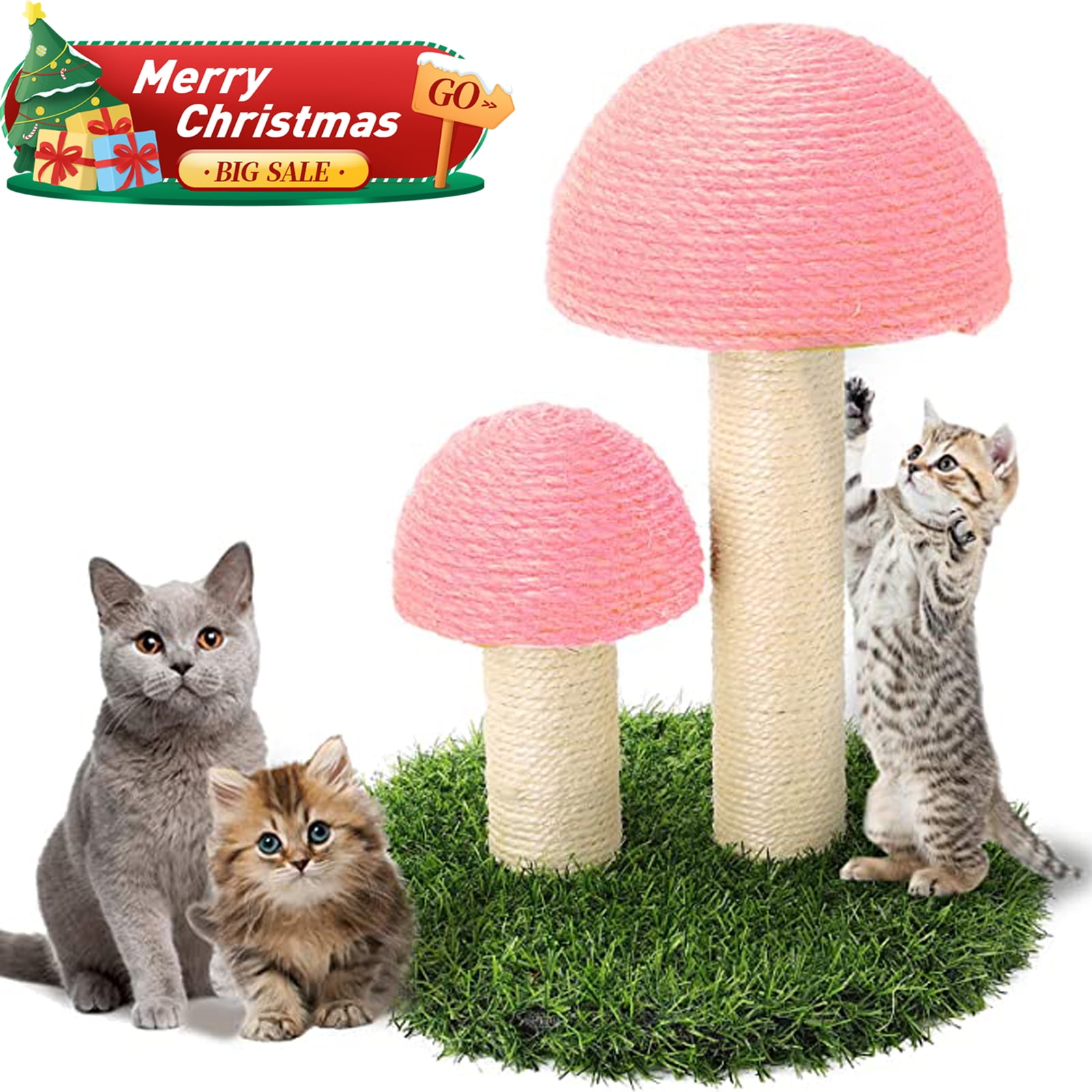 Pink Mushroom Cat Scratching Post & Toy