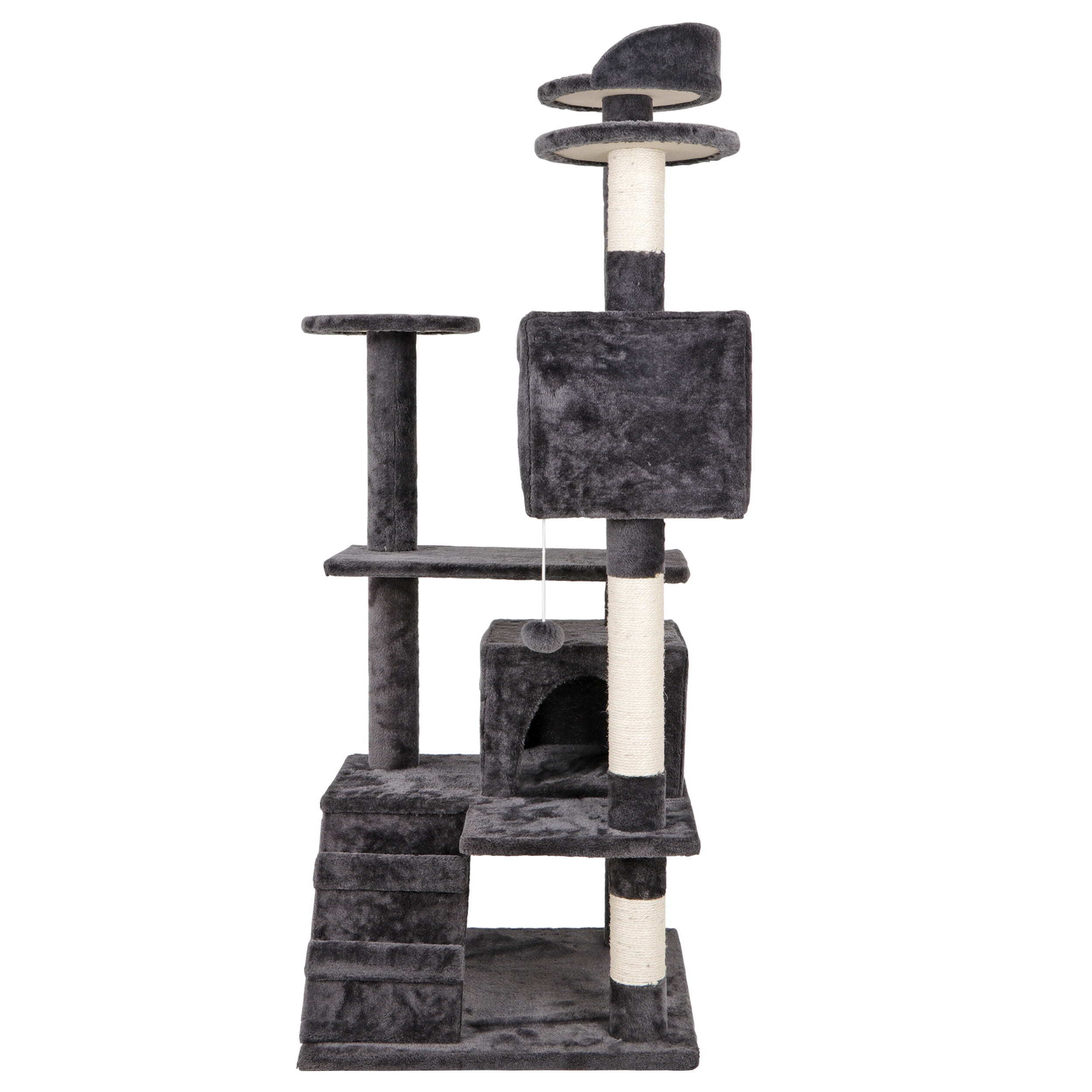 Dark Gray Cat Tower with Scratching Posts