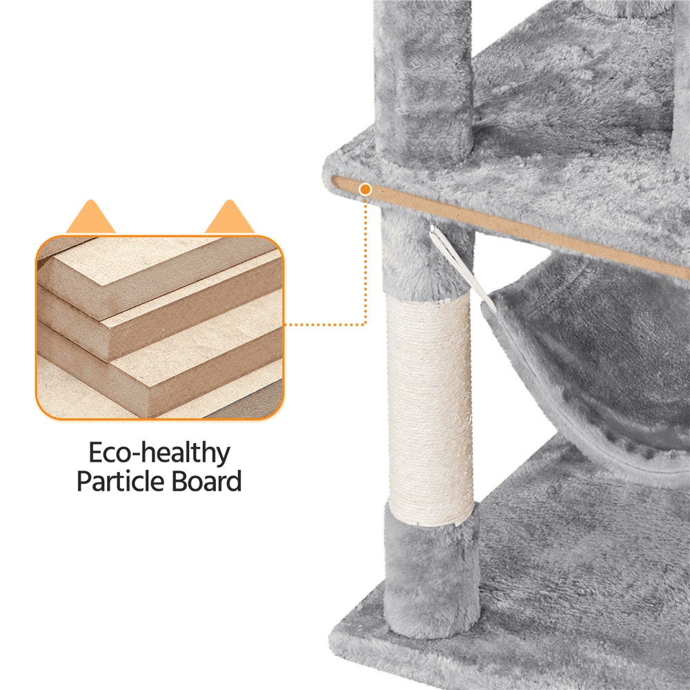 Light Gray Cat Tree with 2 Condos & Hammock