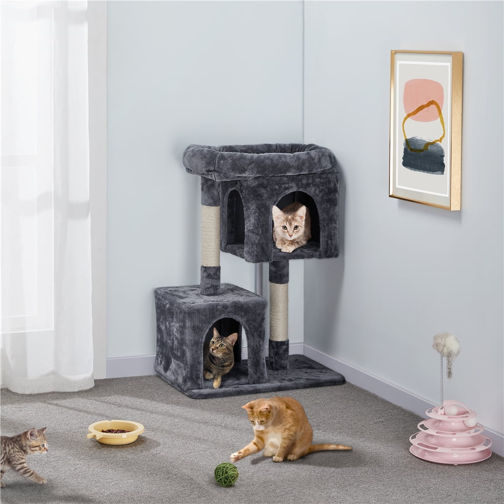 Dark Gray Multilevel Cat Tree with Condos