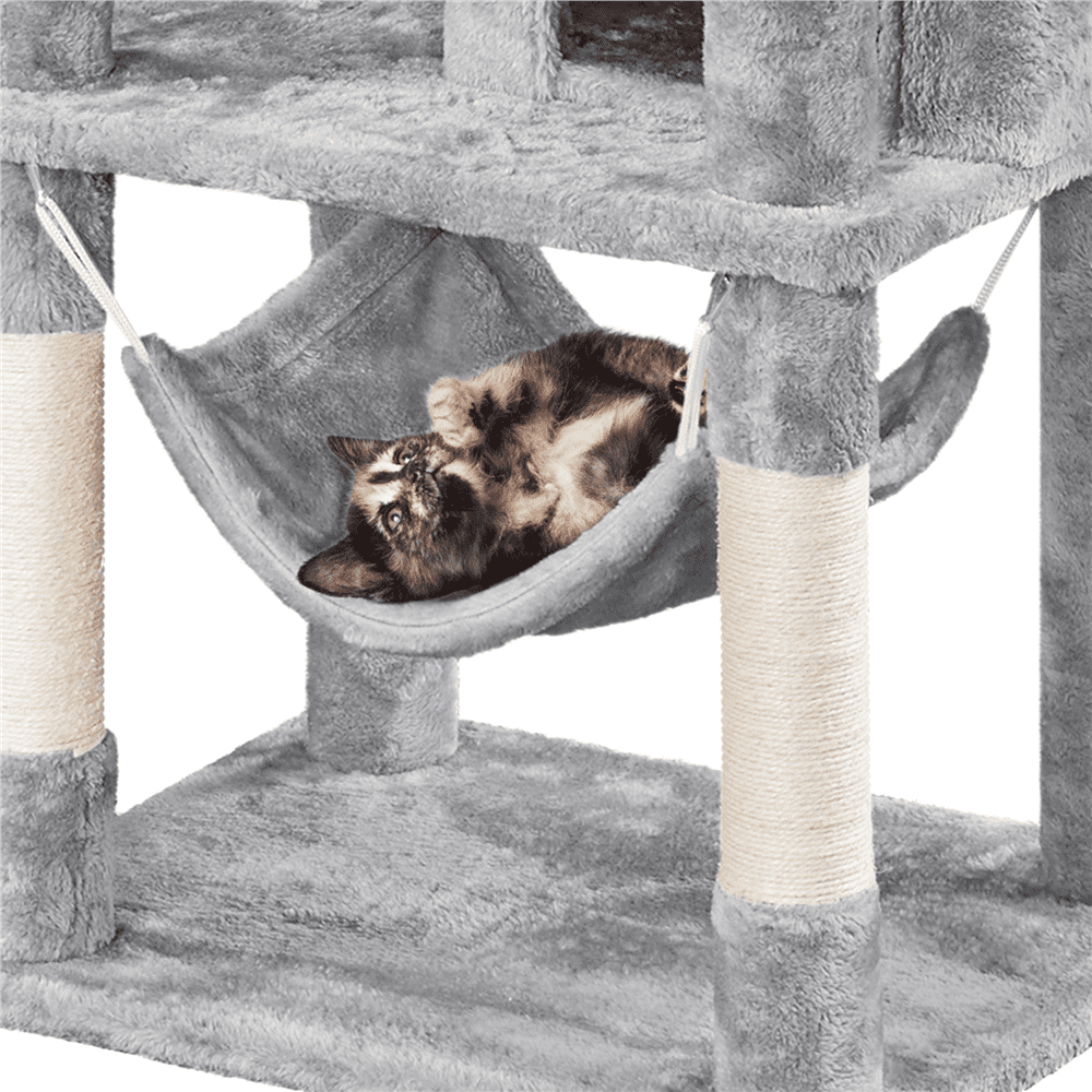 Light Gray Cat Tree with 2 Condos & Hammock