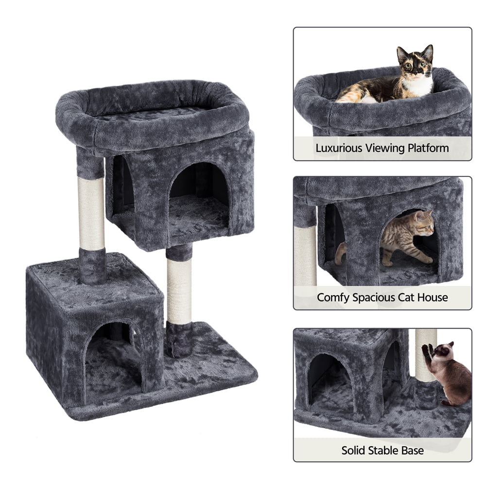 Dark Gray Multilevel Cat Tree with Condos
