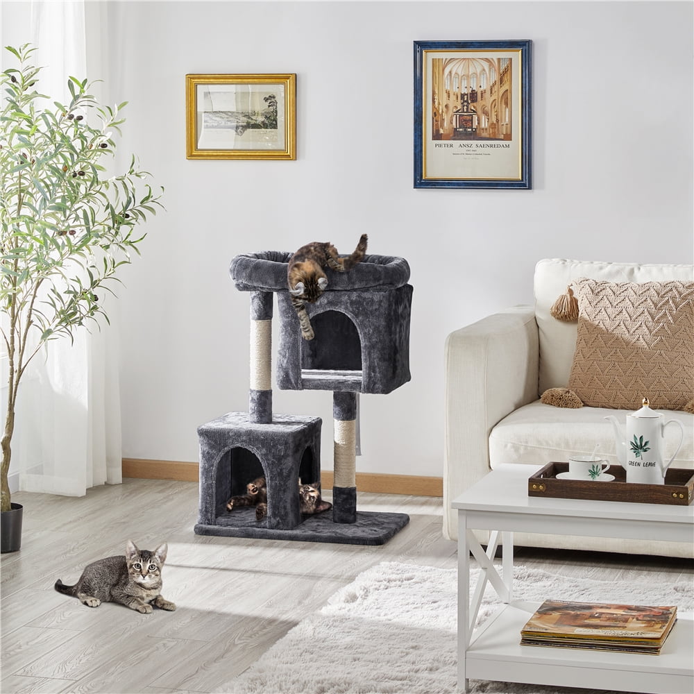 Dark Gray Multilevel Cat Tree with Condos