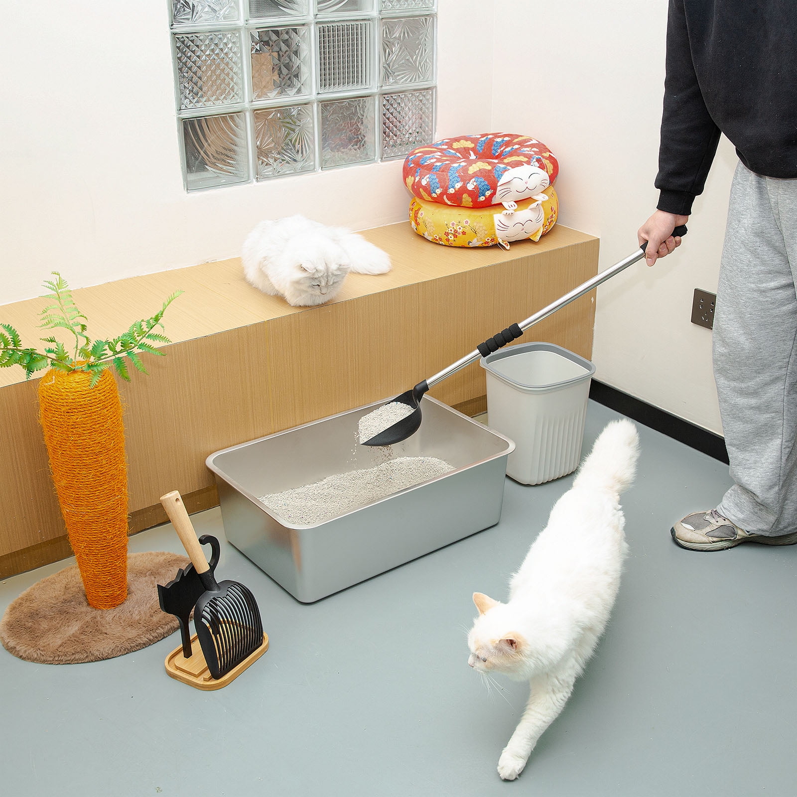 Metal Cat Litter Scooper with Long Handle