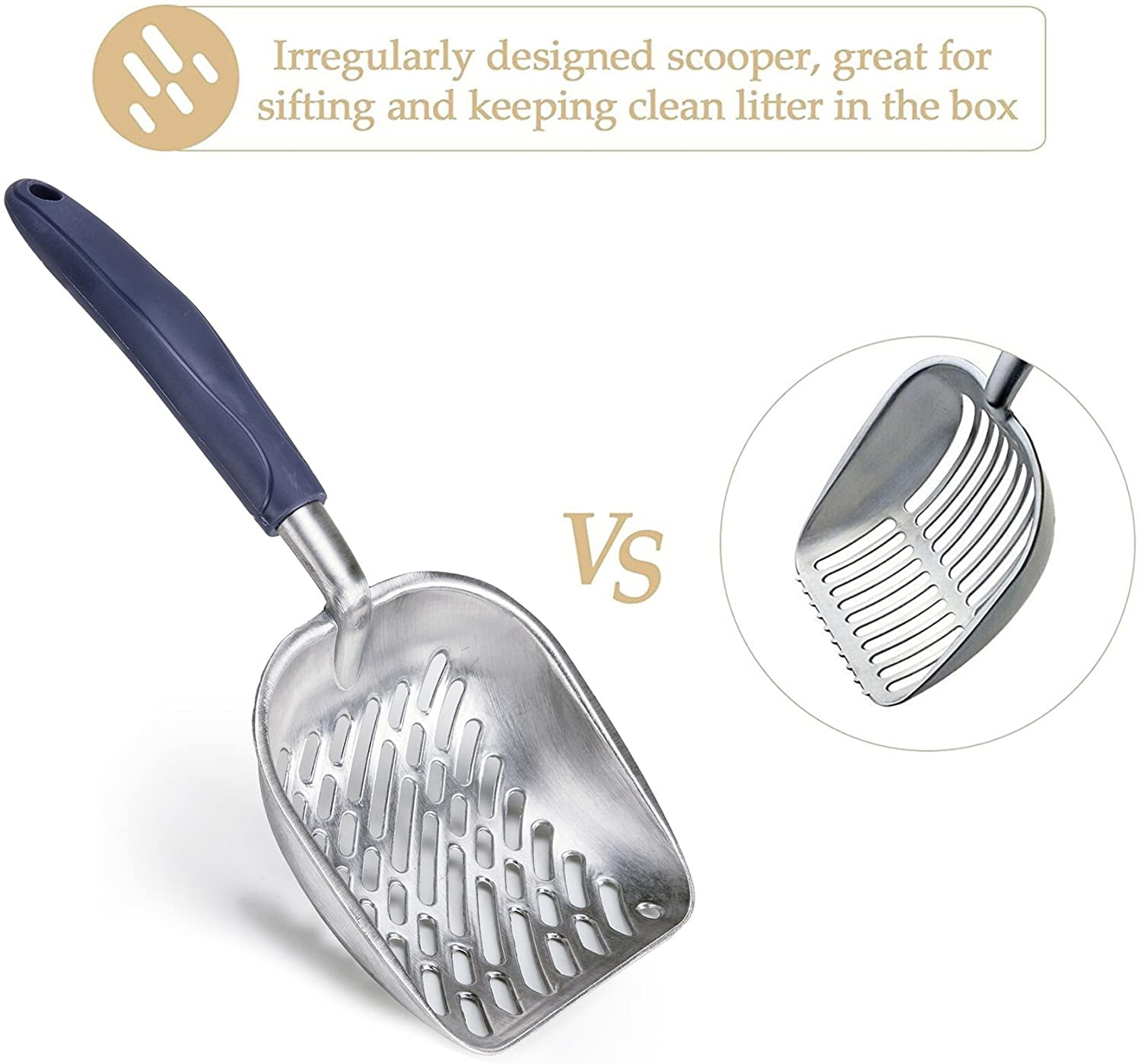 Flexible Metal Cat Litter Scoop with Deep Shovel