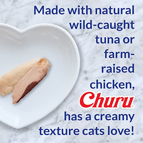 INABA Churu Grain-Free Cat Treats, Chicken Flavor, 60 Tubes