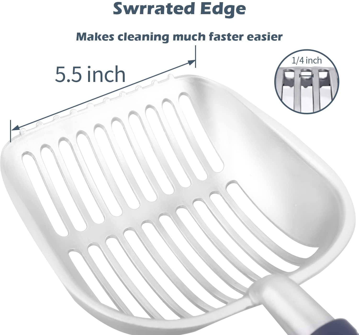 Cat Litter Scoop, Metal, Rubber Handle, Blue