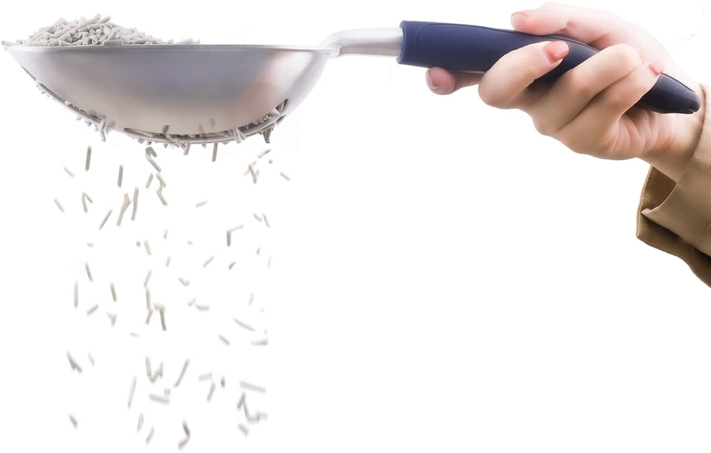 Cat Litter Scoop, Metal, Rubber Handle, Blue