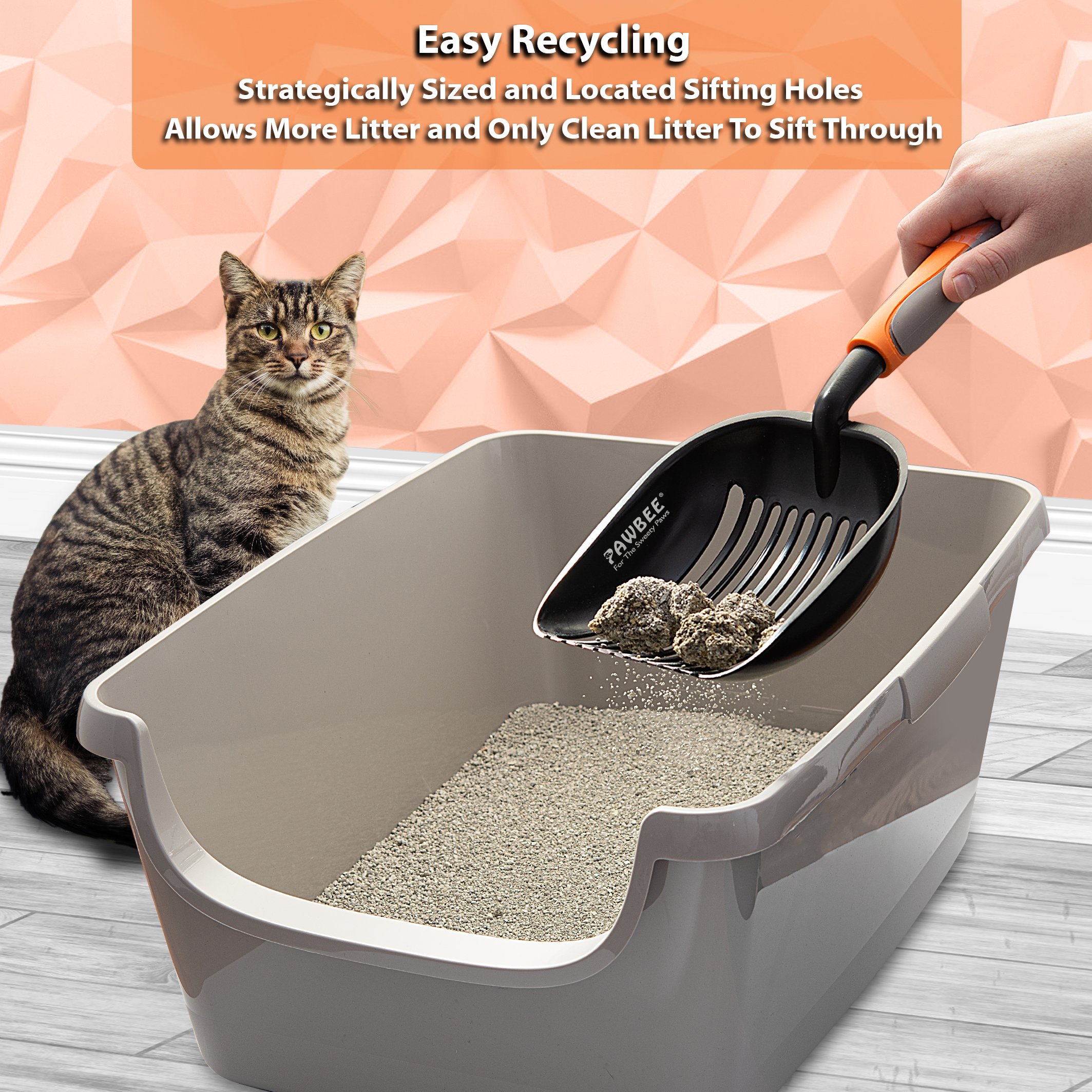 Long-Handled Steel Cat Litter Scooper