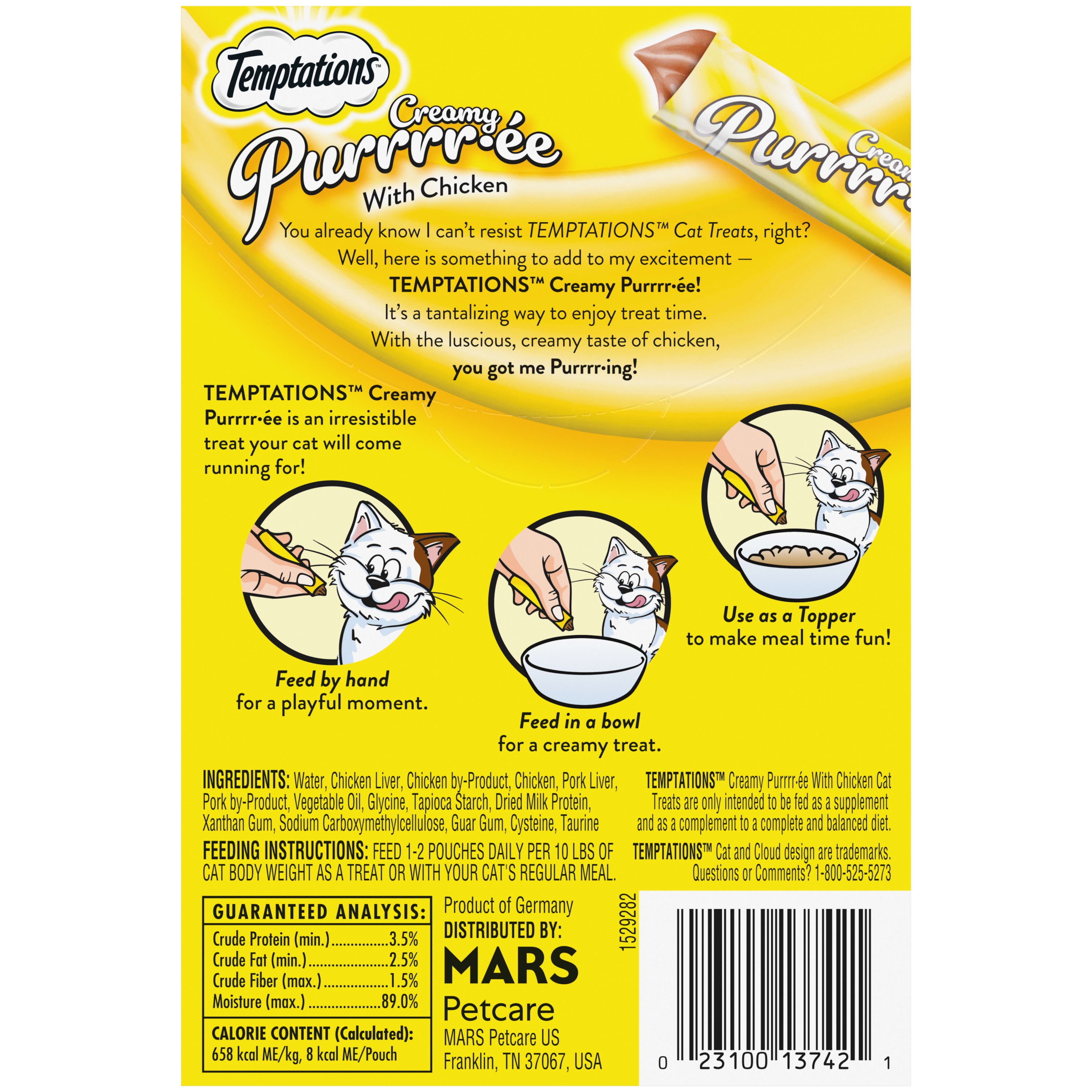 Temptations Chicken Flavor Topper for Cat, 0.425 oz. (4 Count)