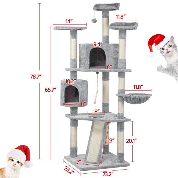 Climbing Tower with Scratching Posts and Recliner