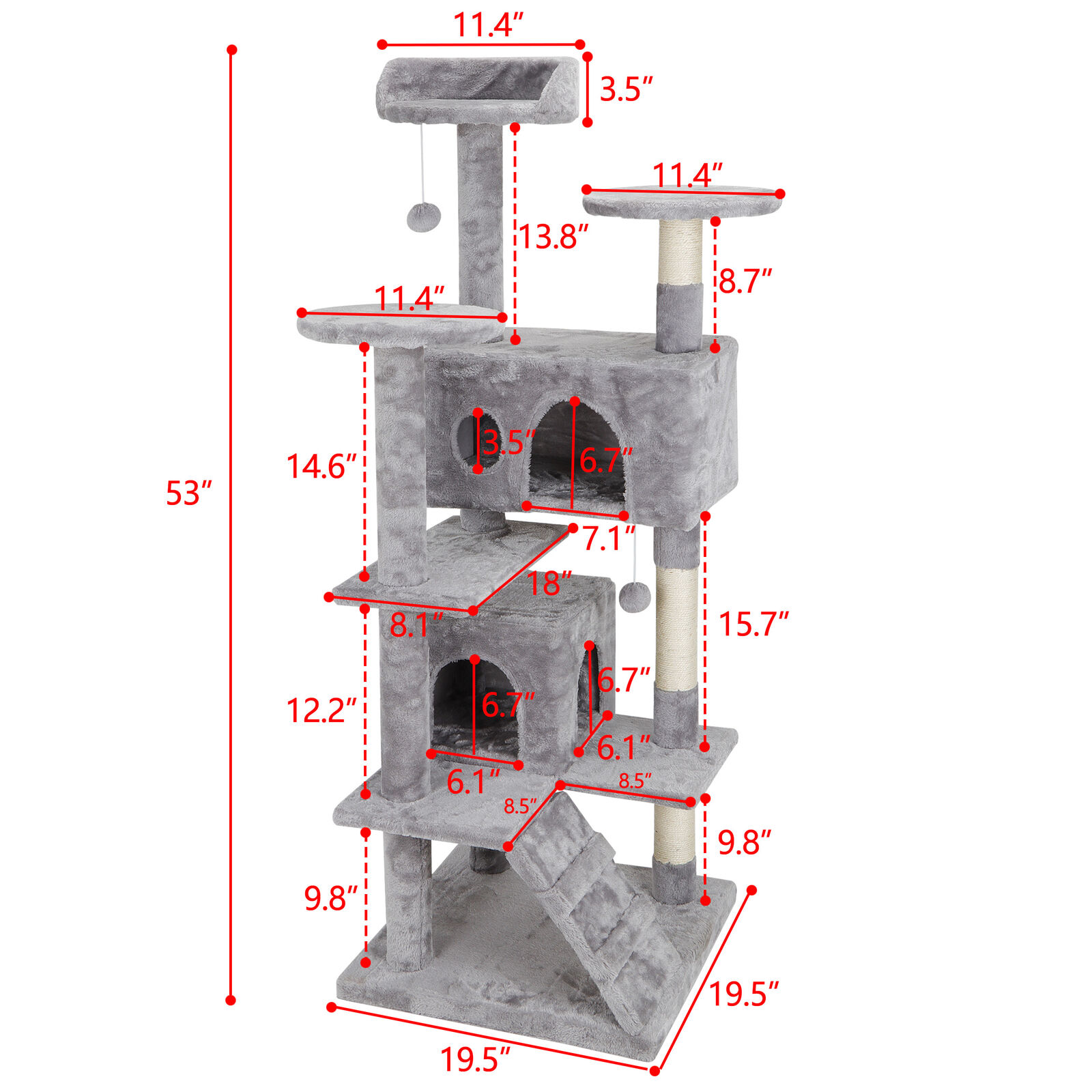 Multi-color 53" Cat Activity Tower