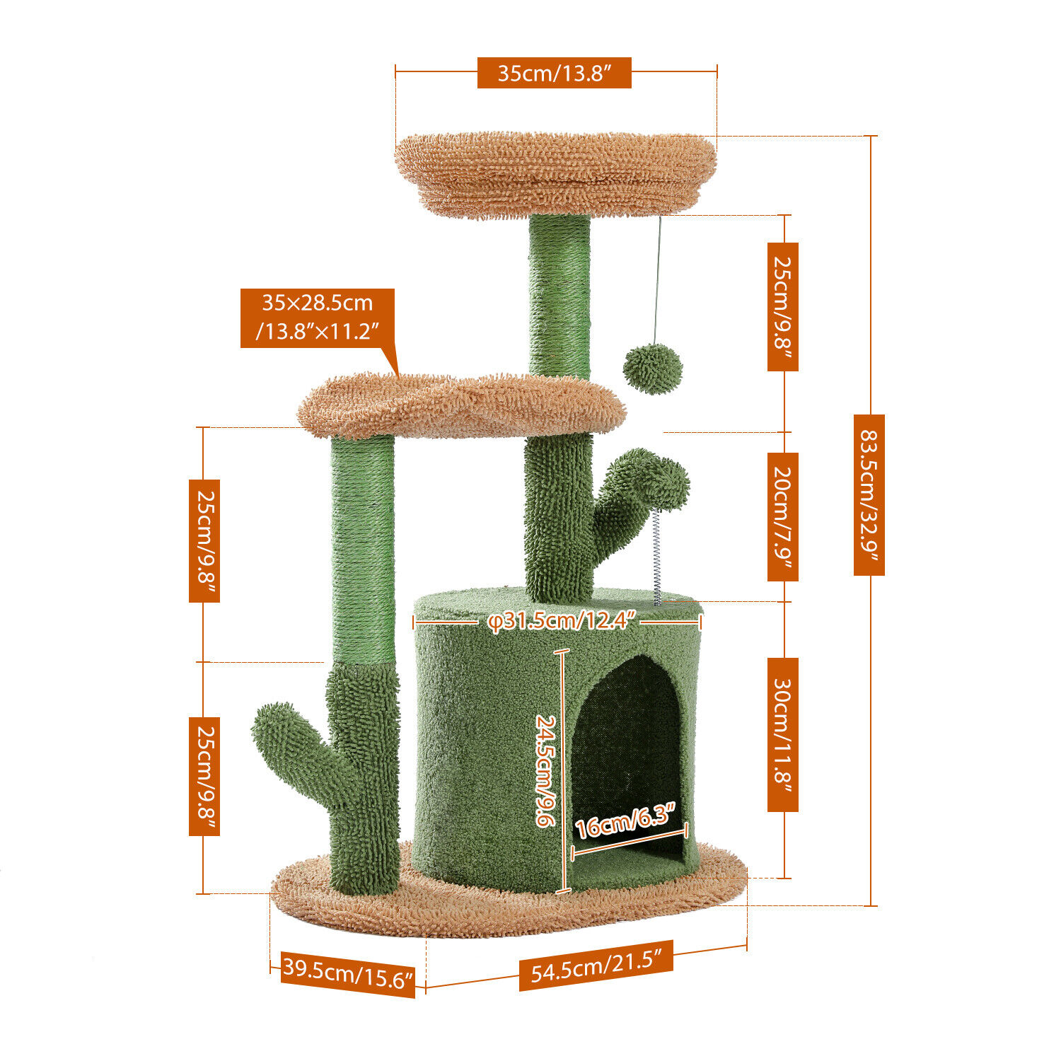 Cactus Cat Tower with Scratching Post Beds