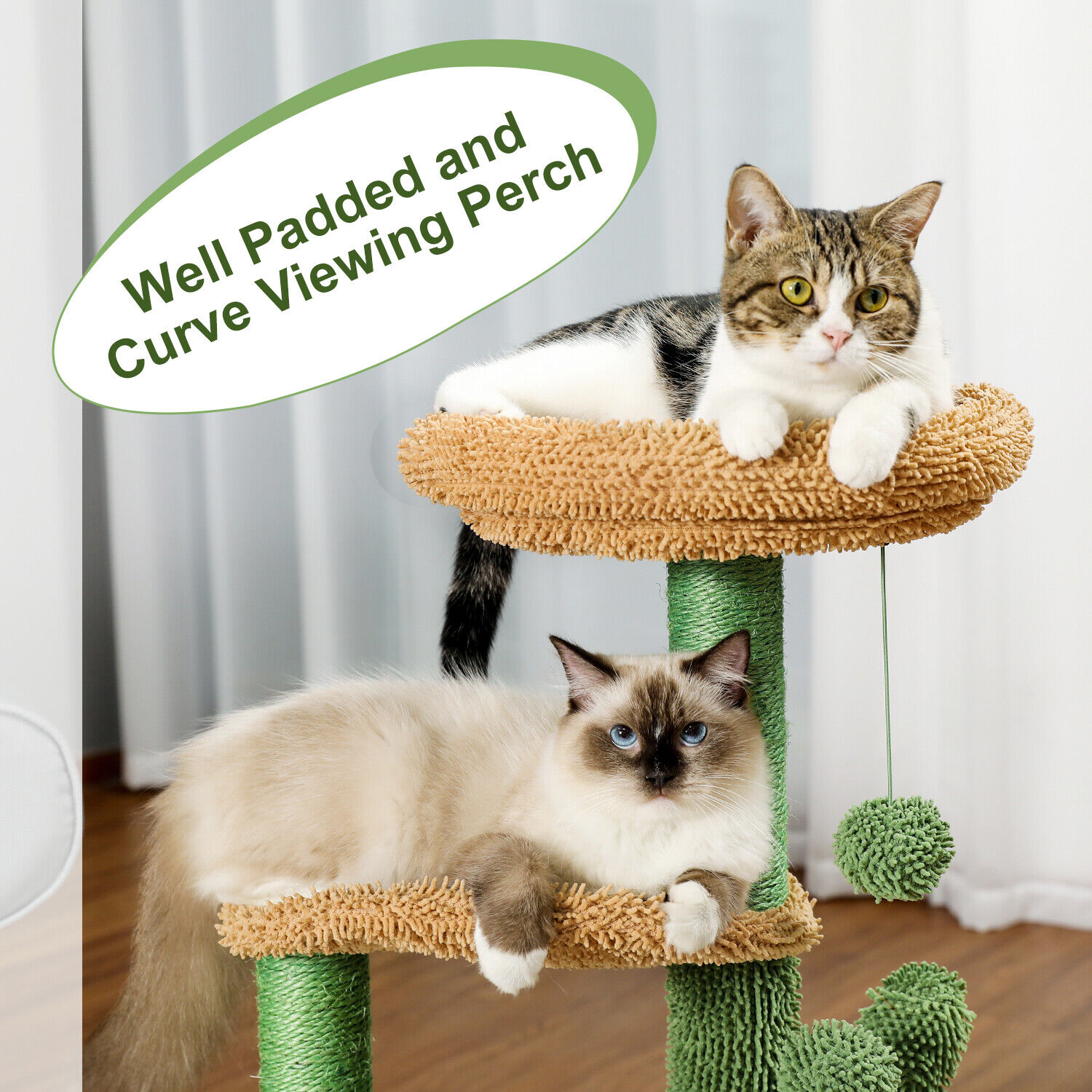 Cactus Cat Tower with Scratching Post Beds