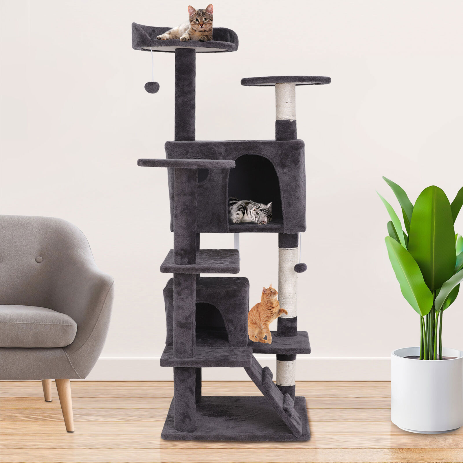 55" Safe Cat Tree Tower Condo