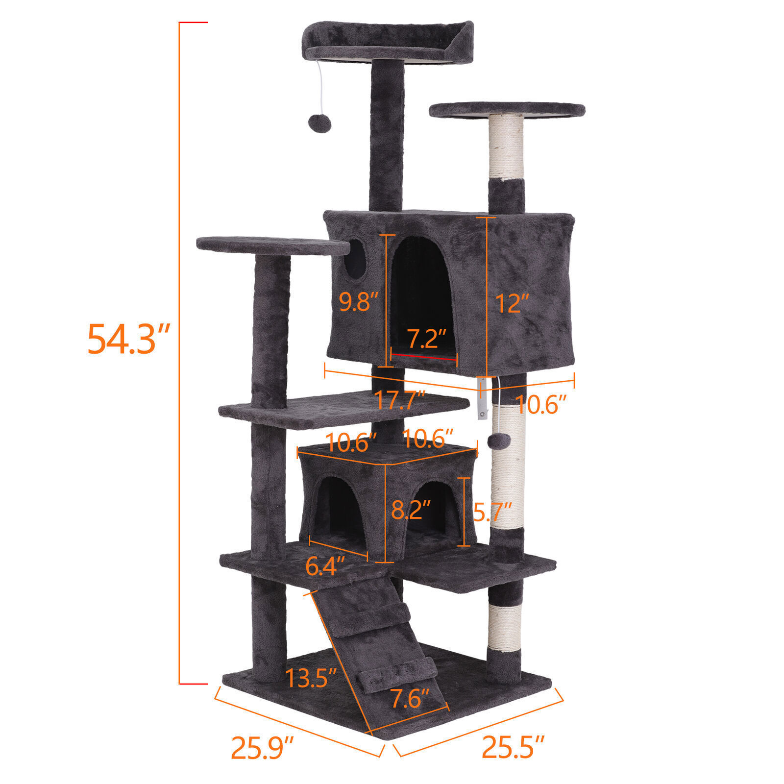 55" Safe Cat Tree Tower Condo