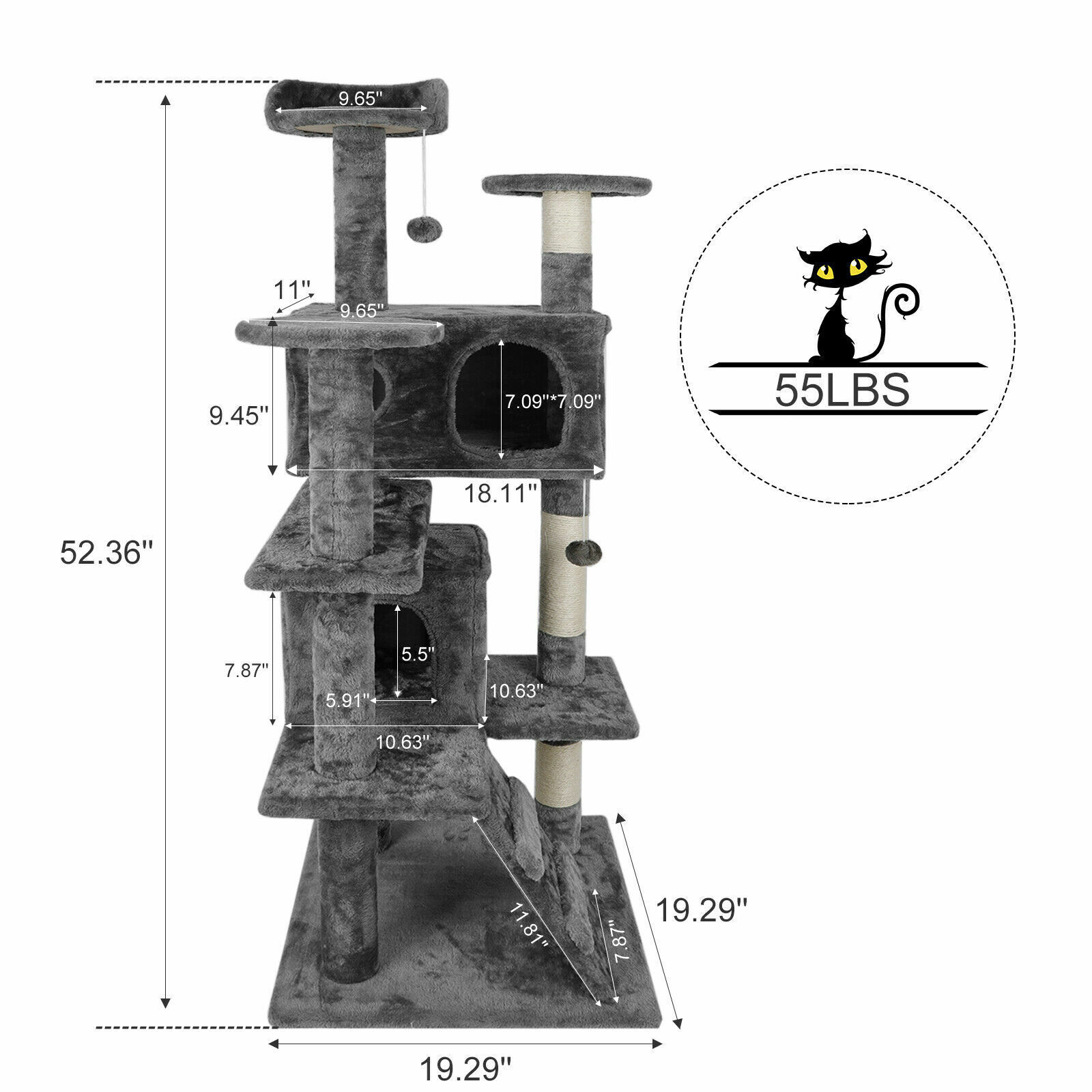 Sturdy 53" Cat Tree Activity Center Condo