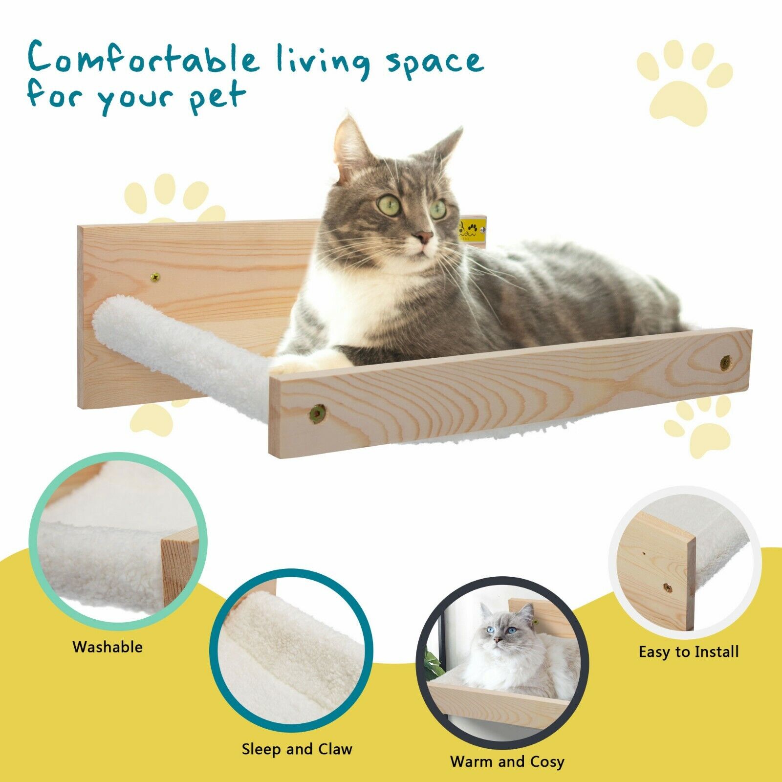 Wall-Mounted Cat Window Hammock for Sleep