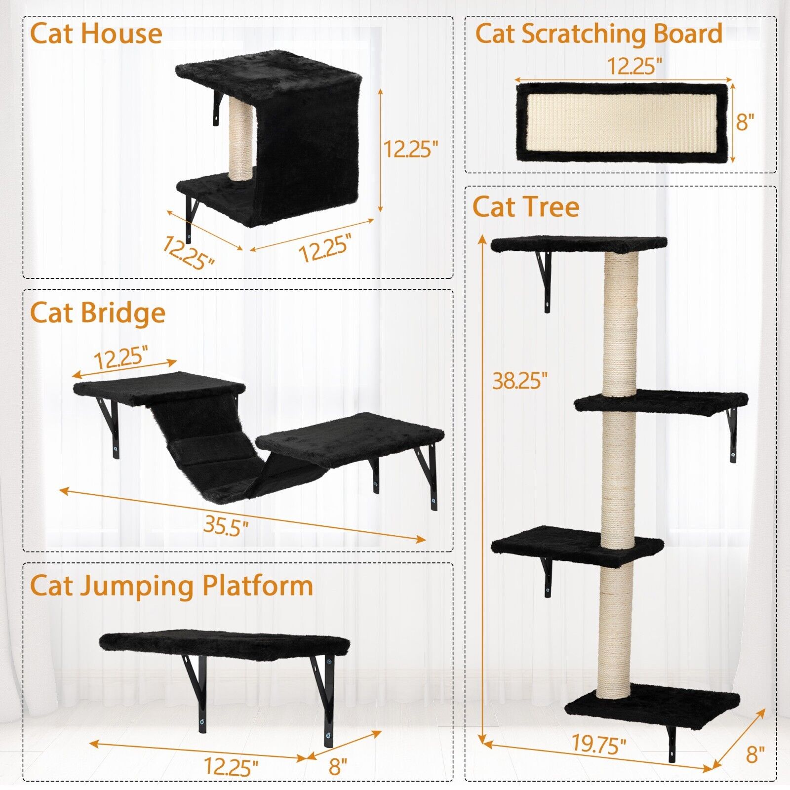 Cat Climbing Set with Shelves and Post