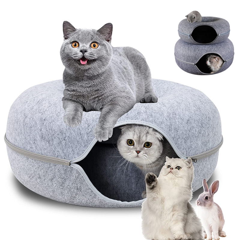 Cozy Donut Cat Tunnel Bed Toy House