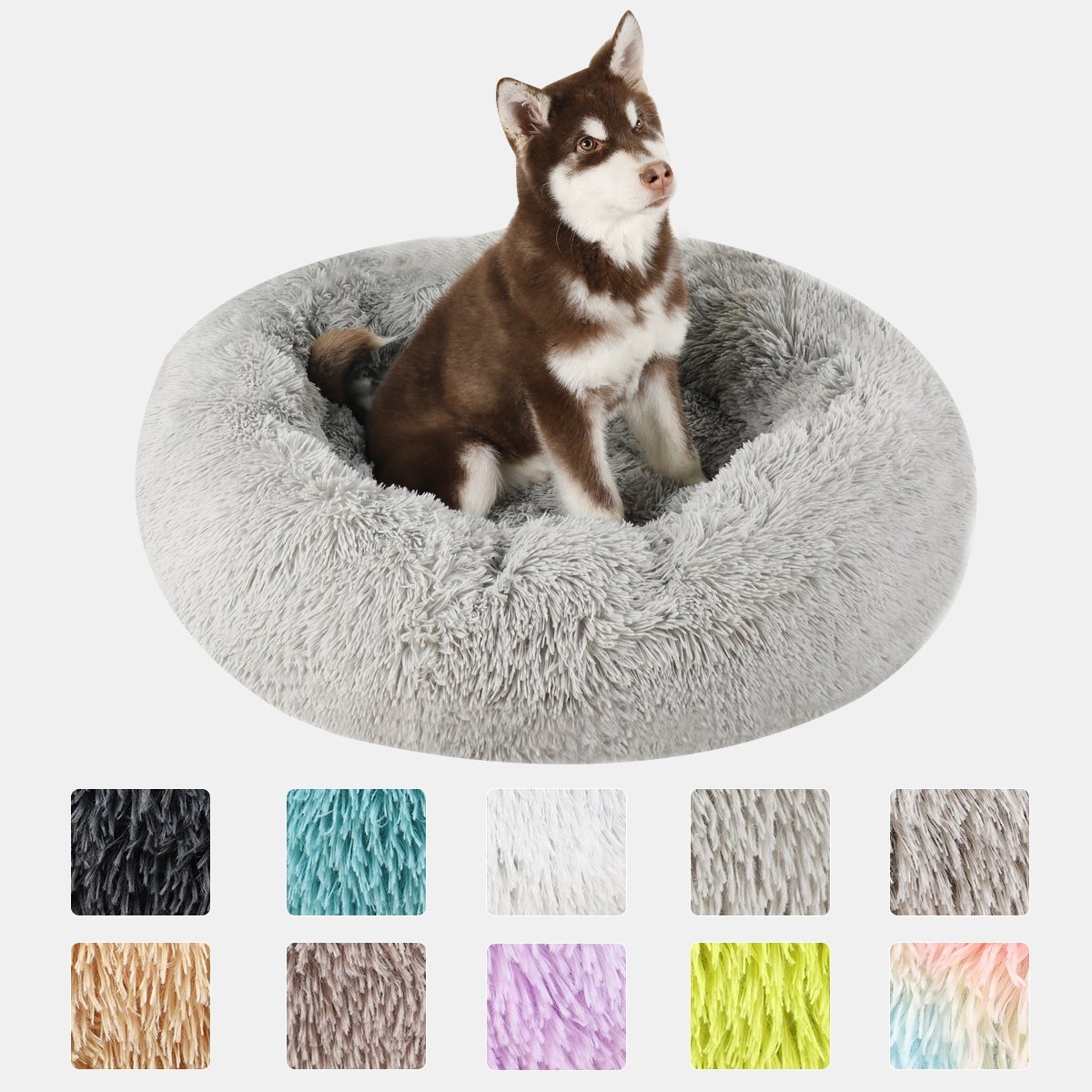 Plush Round Donut Bed for Cats and Dogs
