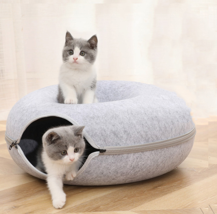 Interactive Donut Cat Bed and Tunnel Toy Set