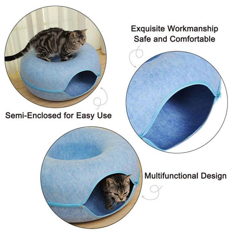 Cat Donut Bed with Tunnel & Cushion