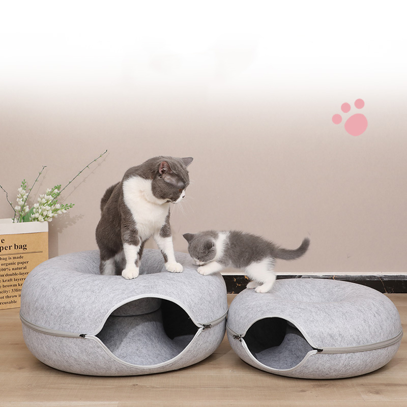 Interactive Donut Cat Bed and Tunnel Toy Set