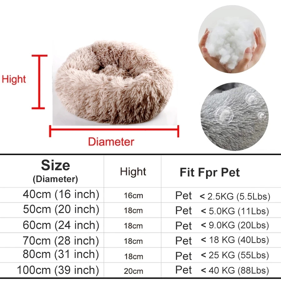 Plush Round Donut Bed for Cats and Dogs