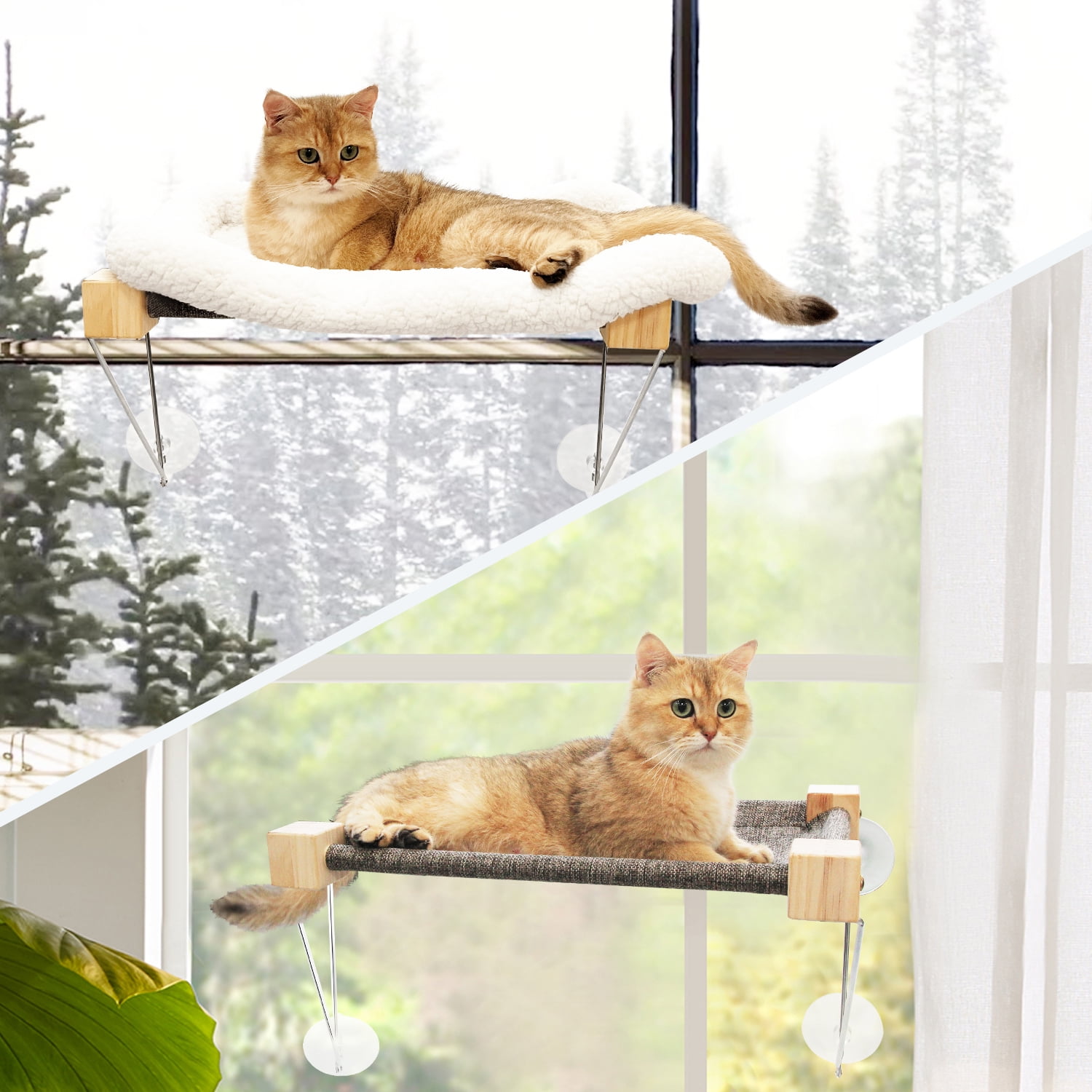 Spacious Window Hammock for Cats - Gray