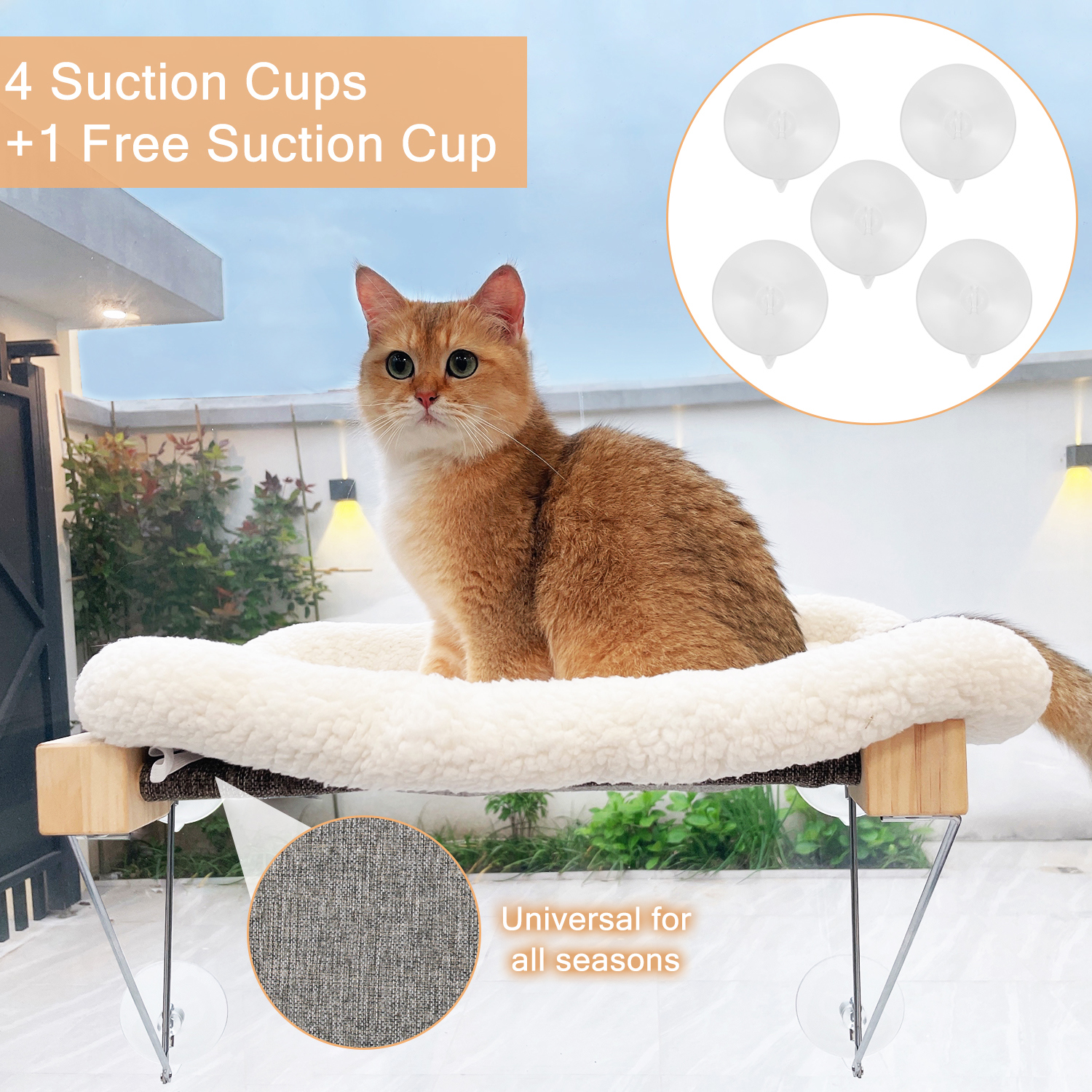 Spacious Window Hammock for Cats - Gray