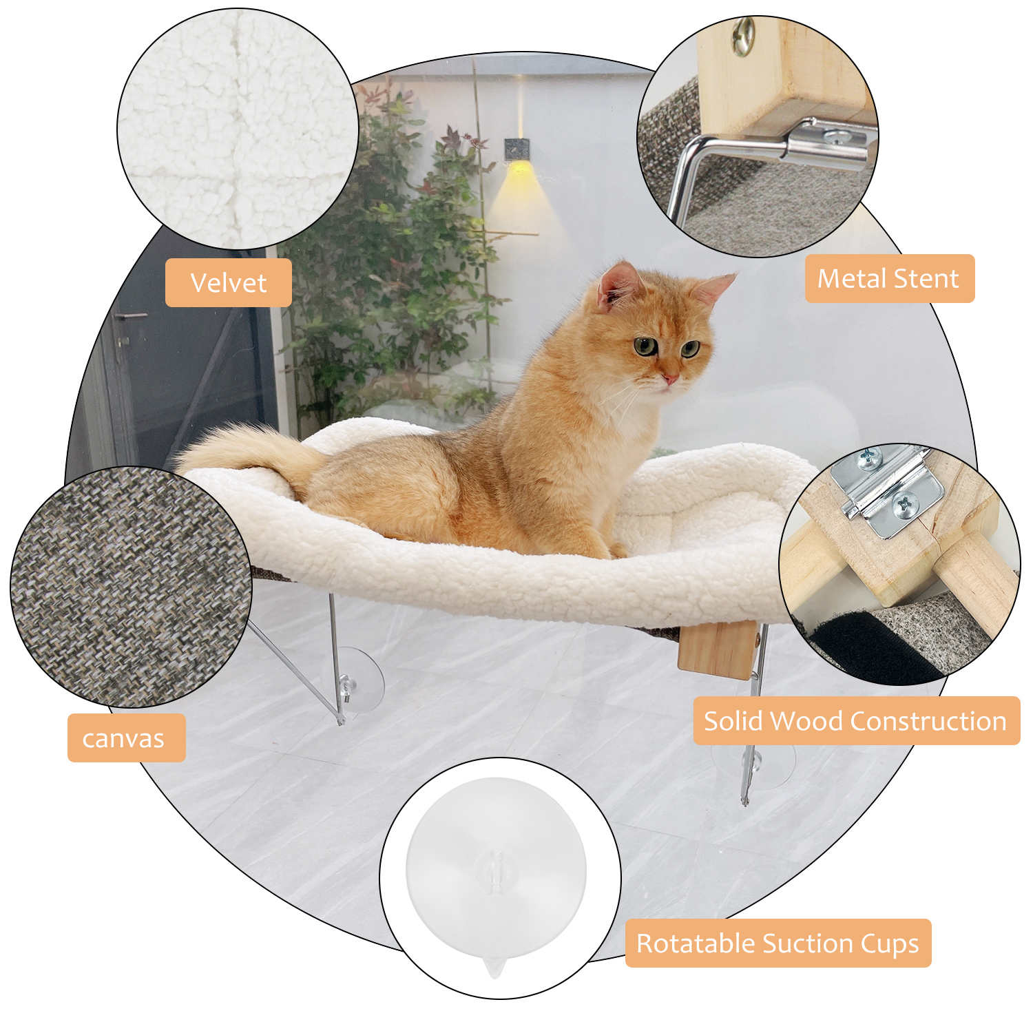 Spacious Window Hammock for Cats - Gray